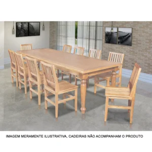 Mesa de Jantar Madeira Maciça Rústica Retangular 220x100cm Francisca - Mel