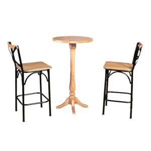 Conjunto Bistrô Industrial Mesa Madeira com 2 Banquetas Alta Paris - Mel