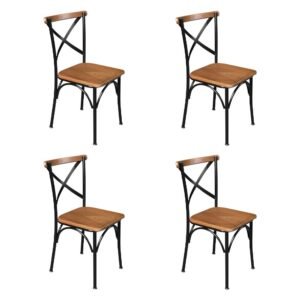 Kit 4 Cadeiras de Jantar Industrial Paris Base Alumínio - Castanho